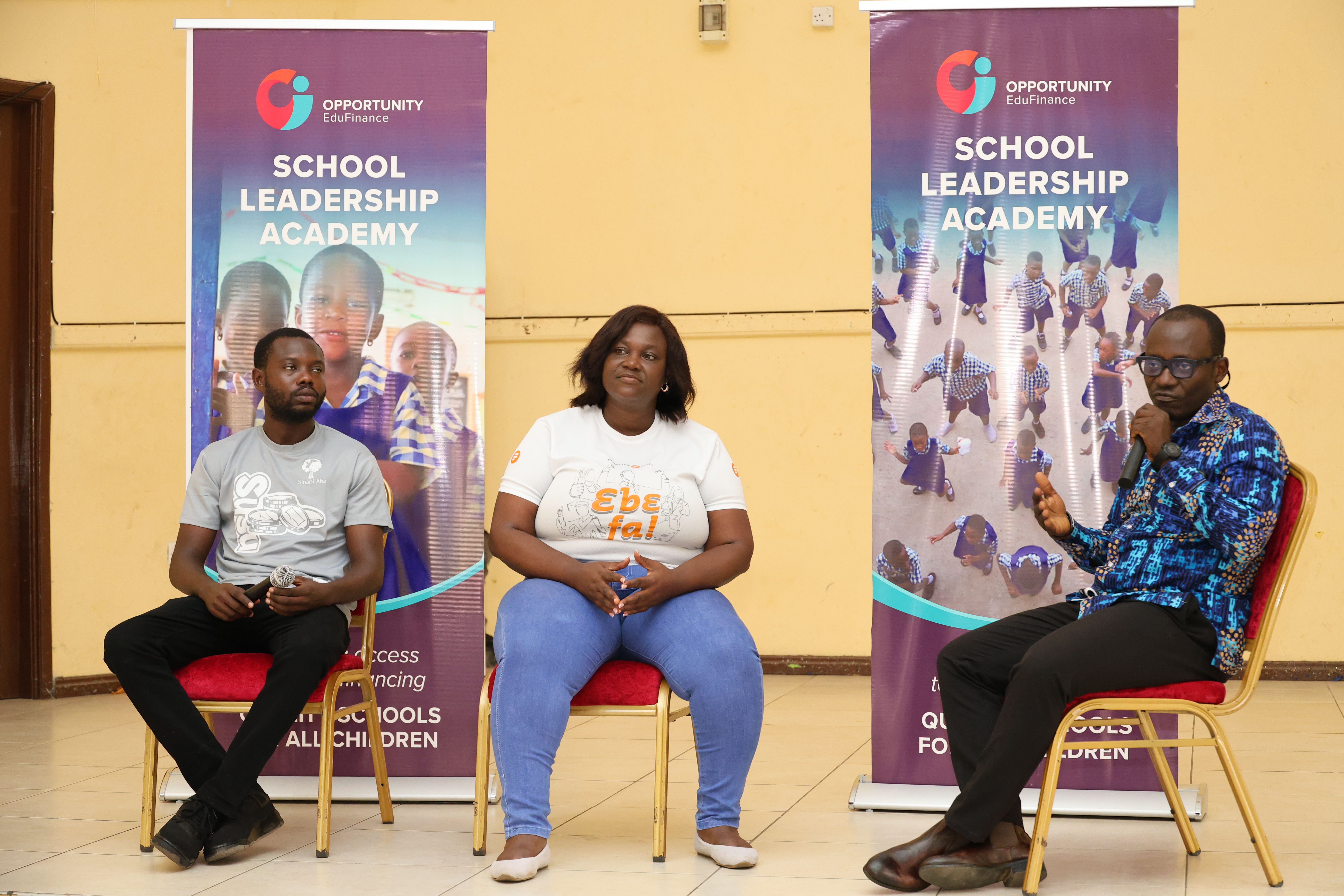 Panel Discussion with partner financial institution at a School Leadership Academy in Ghana. Photo Credit: Jason Amoo/Opportunity International